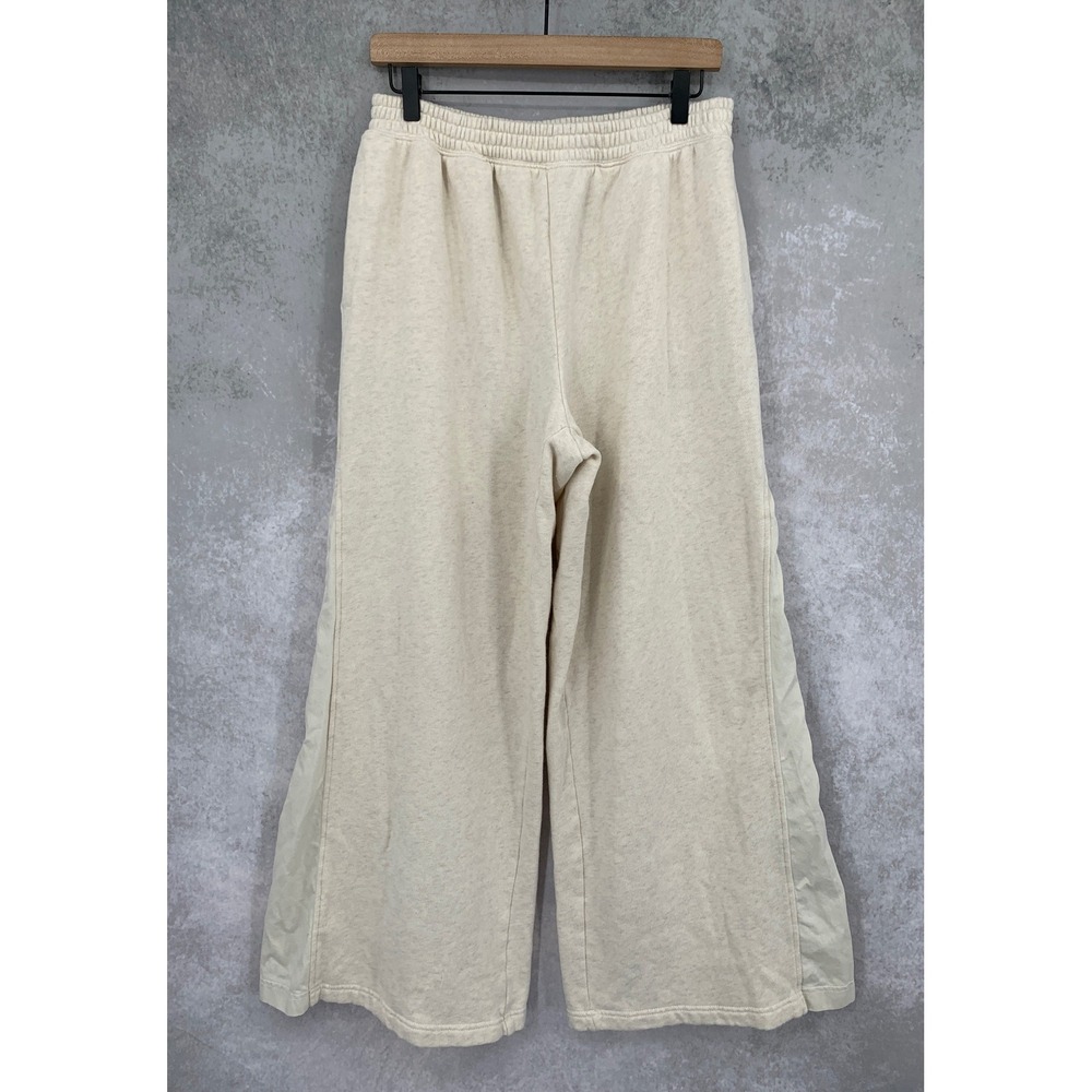 Aerie Wide Leg Sweatpants Womens Medium Cream Fleece Lounge Pockets